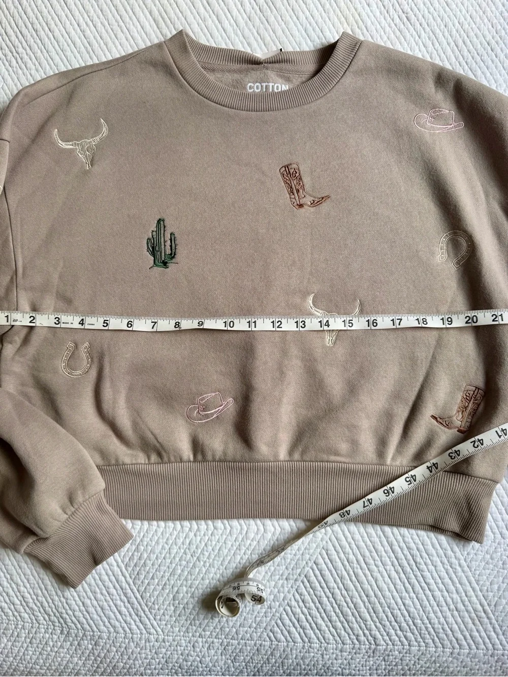 Cowgirl Southwest Western Country Boho Cotton Essentials Top Sweatshirt Women M - Picture 9 of 9